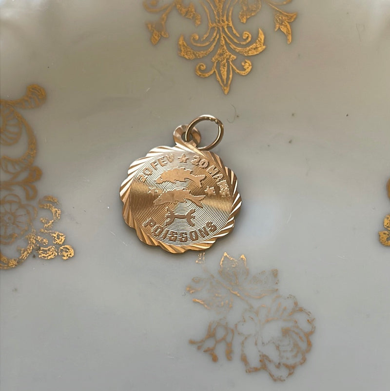 French Pisces Pendant - Zodiac - 10k Gold - Vintage