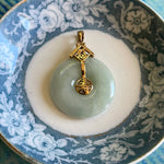 Jade Pendant - Good Fortune - 10k Gold - Vintage