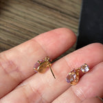 Amethyst Drop Earrings - Rose de France - 14k Gold - Vintage