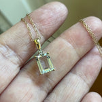 Aquamarine Necklace - Emerald Cut - Diamond - 10k Gold - Vintage