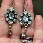 Blue Topaz Cluster Earrings - Sterling Silver - Vintage