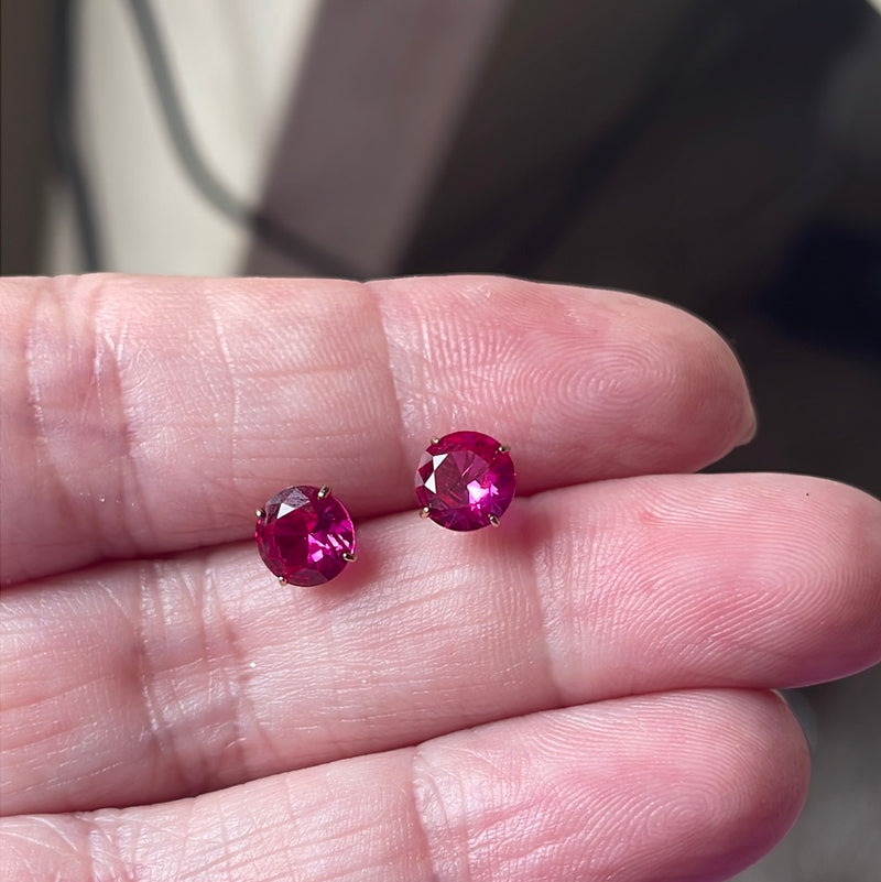 Ruby Earrings - 10k Gold - Vintage