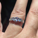 Tanzanite Trilogy Ring - Diamond - 10k Gold - Vintage