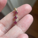 Ruby Diamond Heart Trilogy Pendant - 10k Gold - Vintage