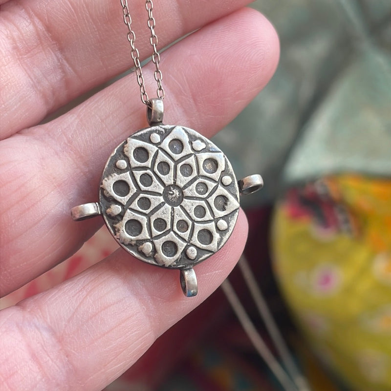 Medallion Pendant - Sterling Silver - Vintage