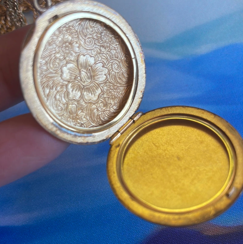 Engraved Flower Locket - Gold Filled - Antique