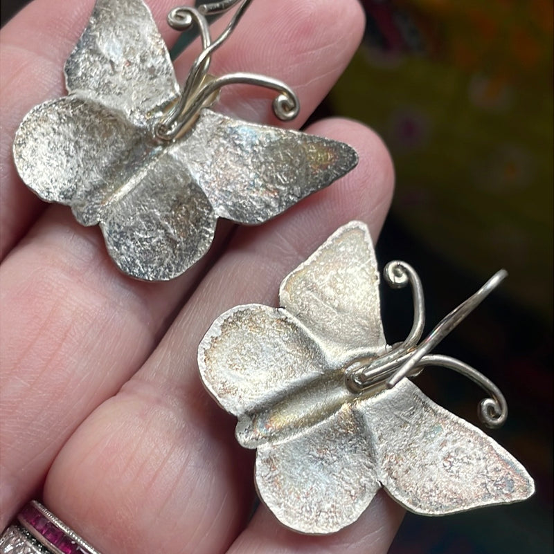 Butterfly Earrings - Sterling Silver - Vintage