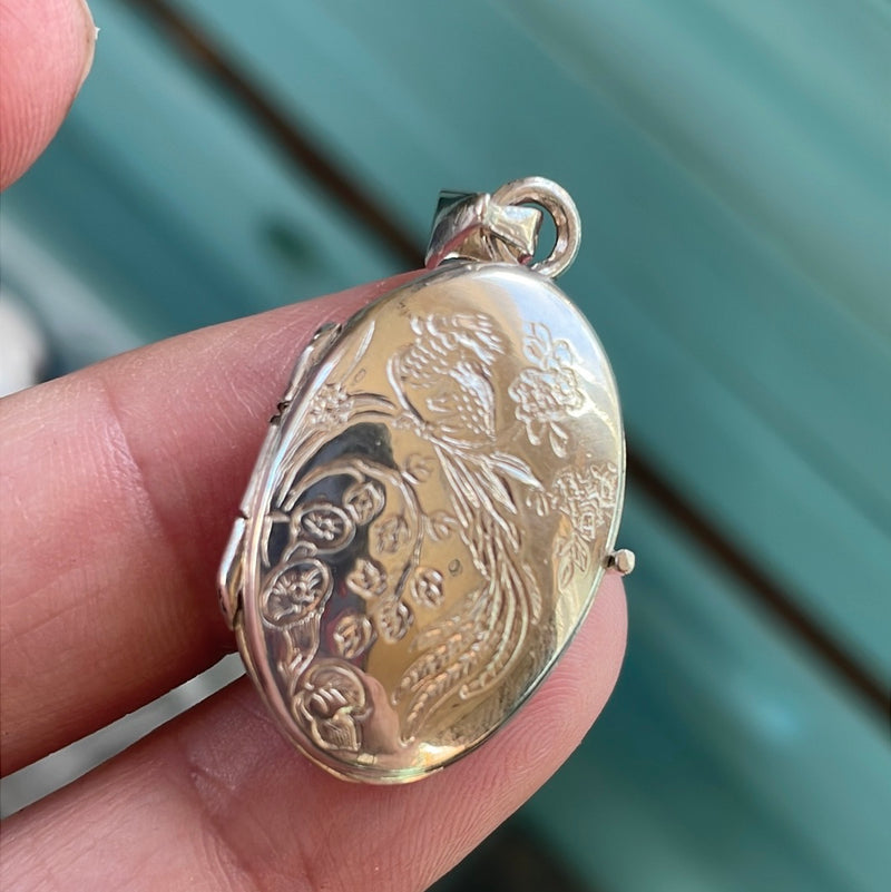 Bird Locket - Sterling Silver - Vintage