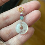 Moonstone Donut Pendant - Fluorite, Ruby and Pearl - Gold Filled - Handmade