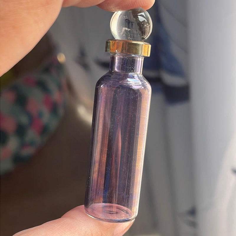 Mini Glass Bottle - Purple - Vintage