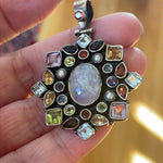 Moonstone Multistone Pendant - Sterling Silver - Vintage