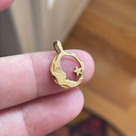 Moon Star Pendant - Celestial - 14k Gold - Vintage