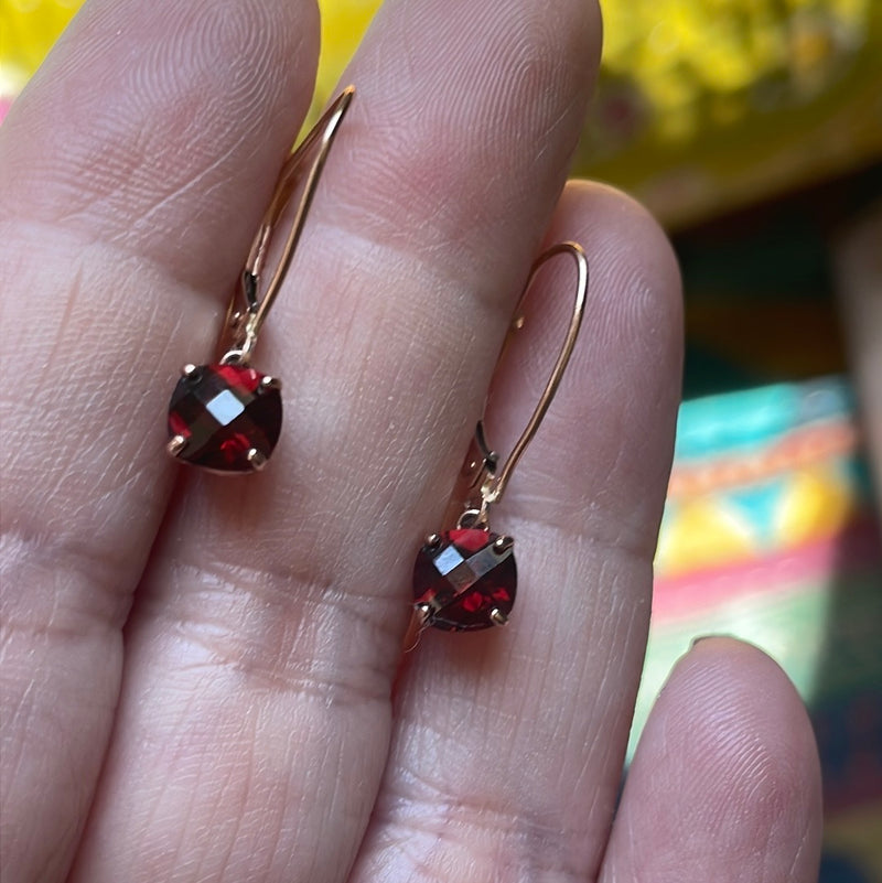 Garnet Earrings - 10k Rose Gold - Vintage