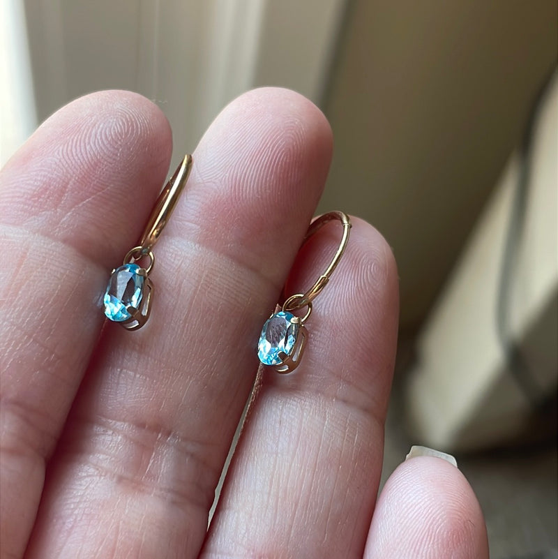 Blue Topaz Endless Hoop Earrings - 14k Gold - Vintage