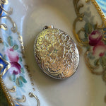 Engraved Flower Locket - 4 Photo - Sterling Silver - Vintage