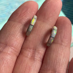 Opal Inlay Hoop Earrings - Sterling Silver - Vintage