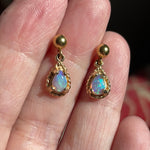 Opal Teardrop Earrings - 14k Gold - Vintage