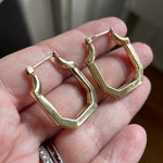 Large Square Hoop Earrings - 9k Gold - Vintage