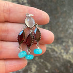 Moonstone Garnet Pendant - Peruvian Opal - Sterling Silver - Vintage