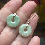 Jade Donut Earrings - 14k Gold - Vintage