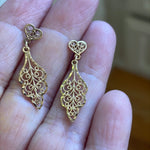 Heart Filigree Drop Earrings