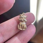 Puffy Cat Pendant - 9k Gold - Vintage