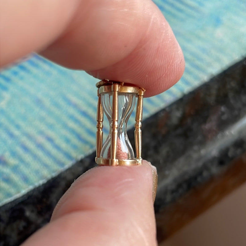 Tiny Hourglass Pendant - 14k Gold - Vintage