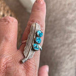 Turquoise Leaf Ring - Sterling Silver