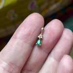 Emerald Teardrop Pendant - Diamond - 14k Gold - Vintage