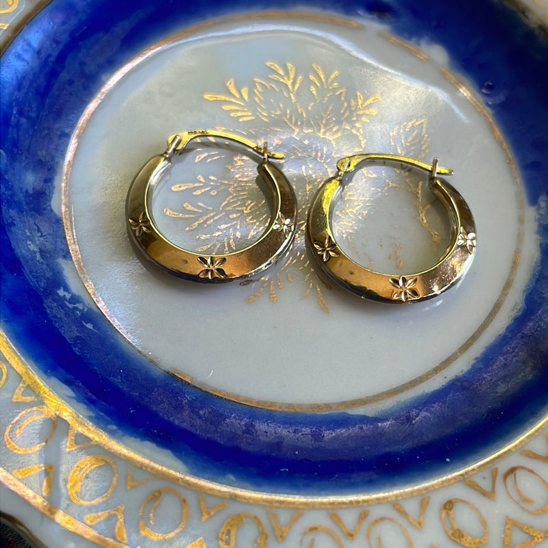 Star Hoop Earrings - 10k Gold - Vintage