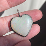 Opal Heart Pendant - Sterling Silver - Artisan