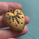 Shooting Star Heart Locket - Gold Filled - Antique