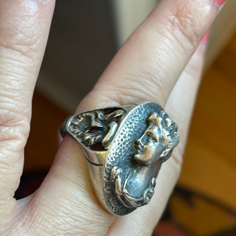 Nouveau Goddess Ring - Sterling Silver - Vintage