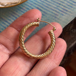Large Twisted Hoop Earrings - 9k Gold - Vintage
