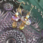 Magical Mushroom Earrings - Opal Glass - Gold Filled - Handmade