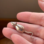 Mouse Brooch - Sterling Silver - Garnet - Vintage