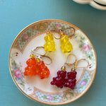 Glass Gummy Bear Earrings - Gold Filled - Handmade