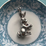 Rabbit with Egg Pendant - Sterling Silver - Vintage