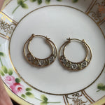 Love Gold Hoop Earrings - 10k Gold - Vintage