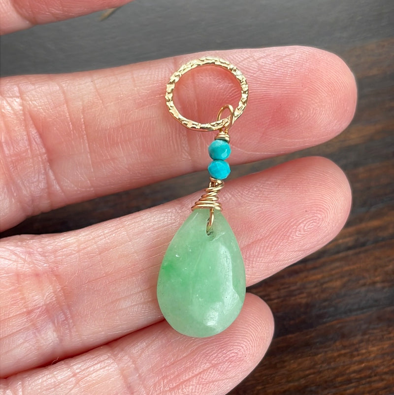 Jade Pendant - Turquoise - Gold Filled