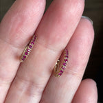 Ruby Hoop Earrings - 14k Gold - Vintage