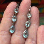 Blue Topaz Dangle Earrings - Sterling Silver - Vintage