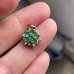 Emerald Diamond Flower Pendant - 14k Gold - As Is