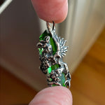 Dragon Pendant - Glass Point Crystal - Sterling Silver - Vintage