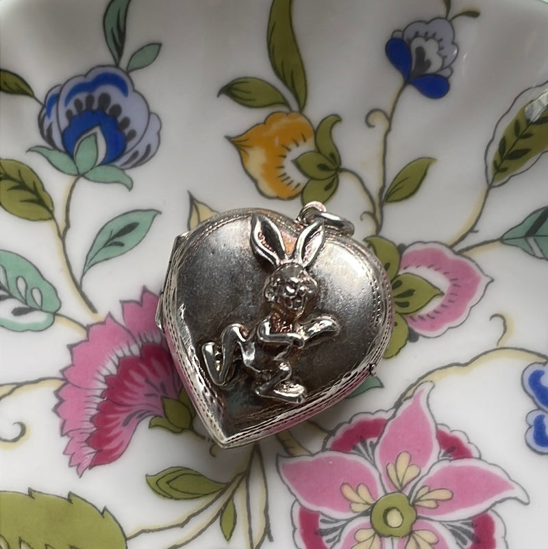 Rabbit Locket - Sterling Silver - Vintage