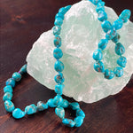 Turquoise Hand Knotted Necklace - Silk Cord - 14k Gold - Handmade