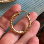 Large Twisted Hoop Earrings - 9k Gold - Vintage