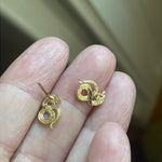 Snake Stud Earrings - 14k Gold - Vintage