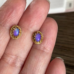 Opal Stud Earrings - 14k Gold - Vintage