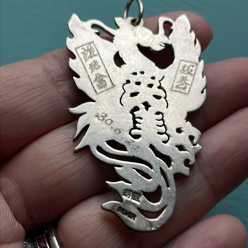 Dragon Pendant - Sterling Silver - Vintage